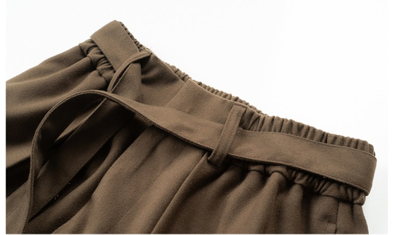 Woolen Ribbon Loose Casual Trousers