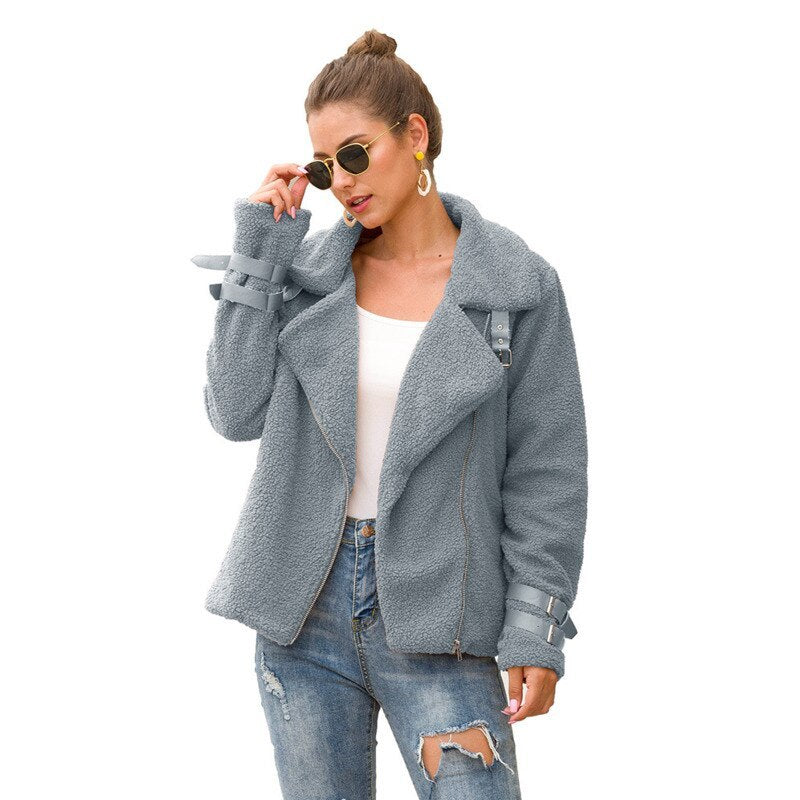 Composite fur biker jacket