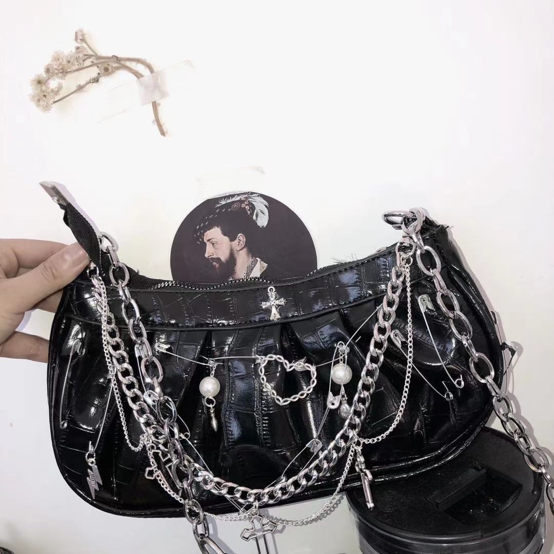 Gothic Patent Leather Crossbody Bag