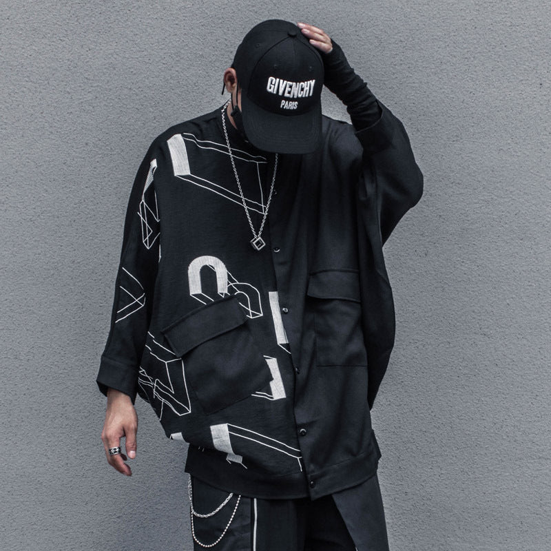 Geometric Lazy Loose Sleeve Shirt