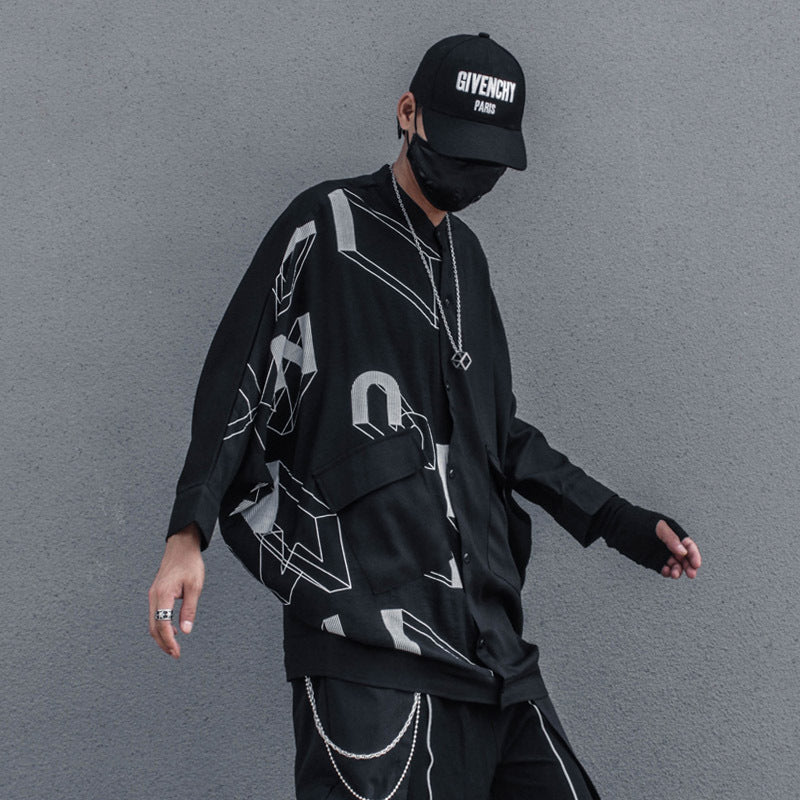 Geometric Lazy Loose Sleeve Shirt