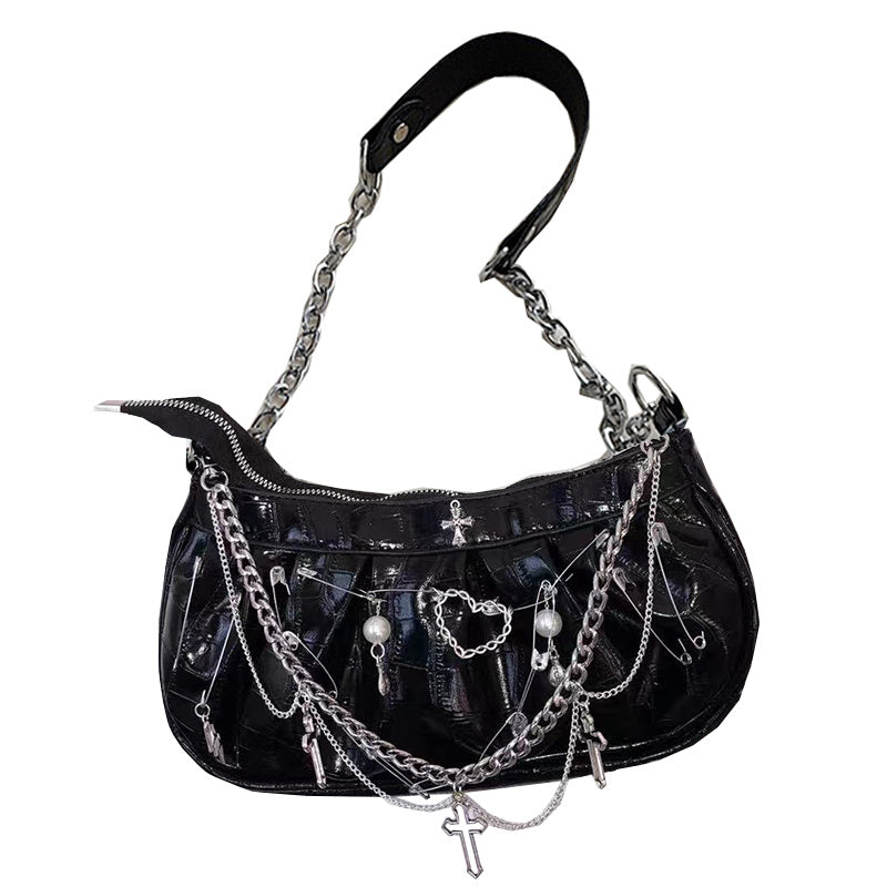 Gothic Patent Leather Crossbody Bag