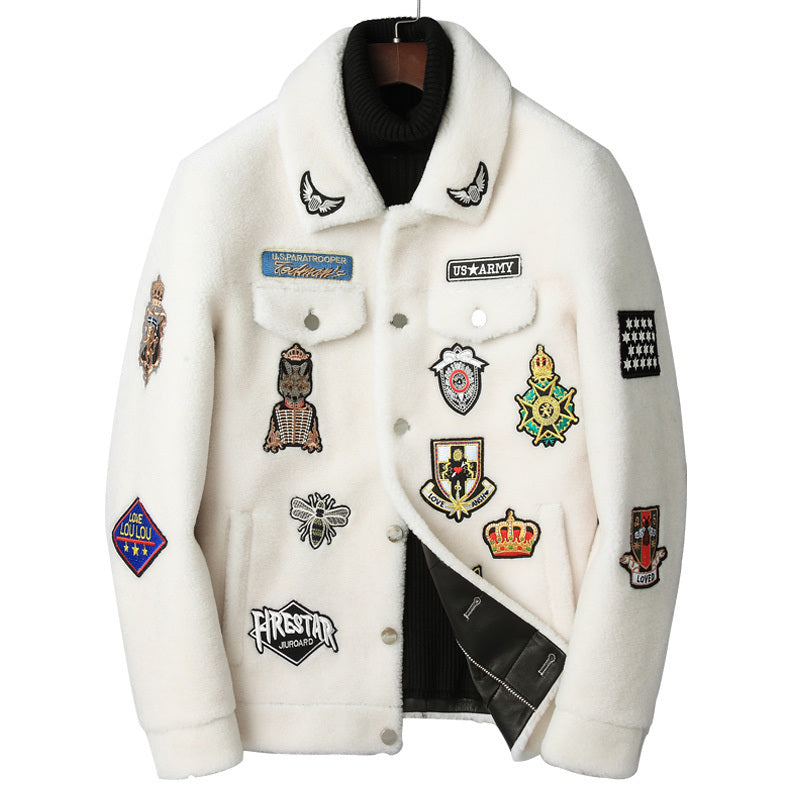 Lamb Fur Varsity Jacket