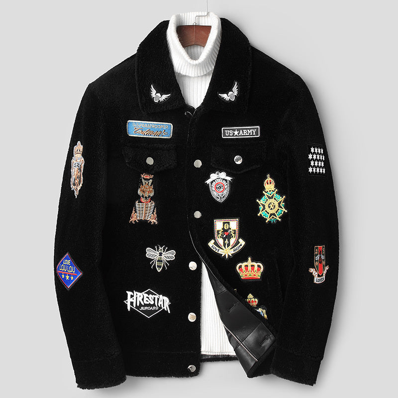 Lamb Fur Varsity Jacket