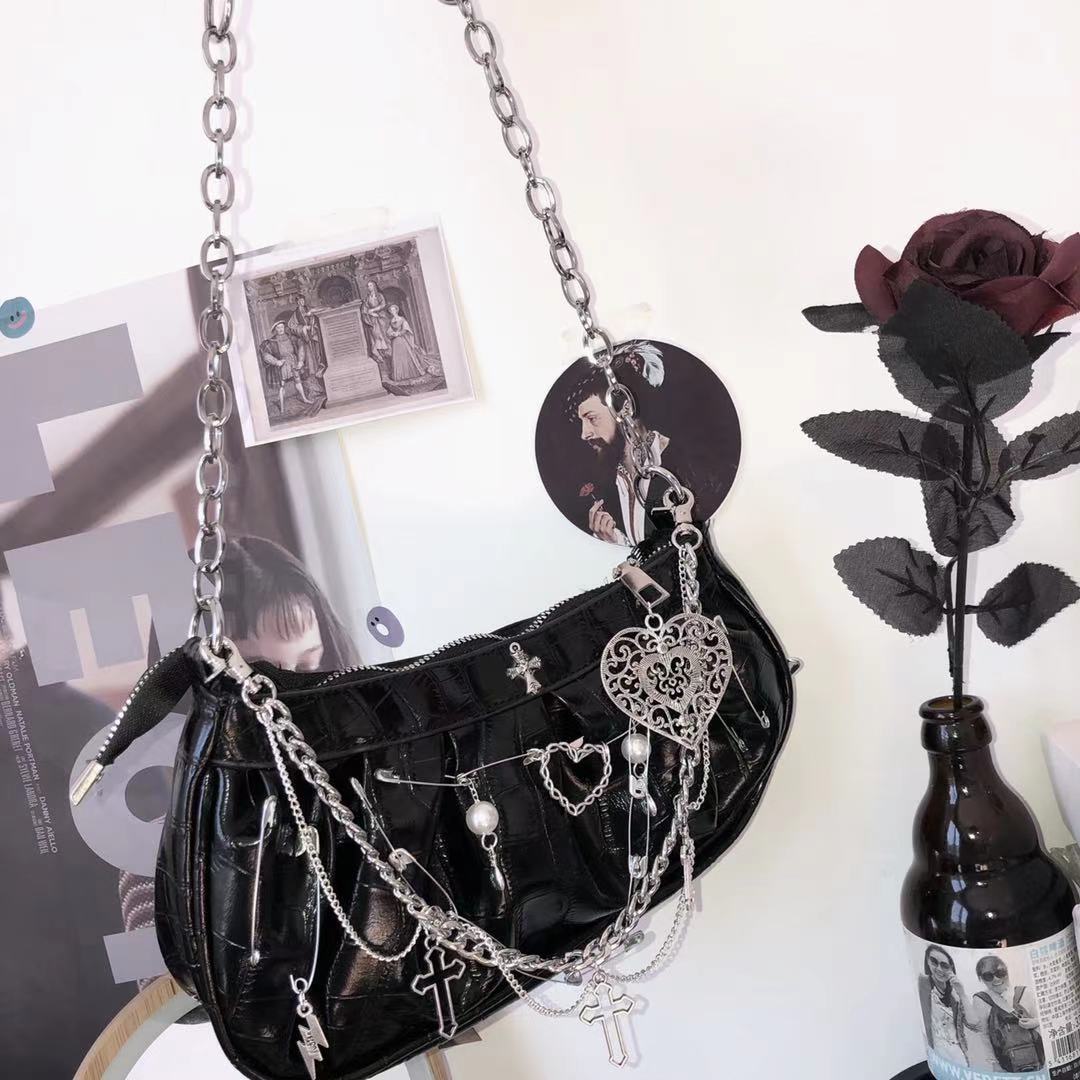 Gothic Patent Leather Crossbody Bag