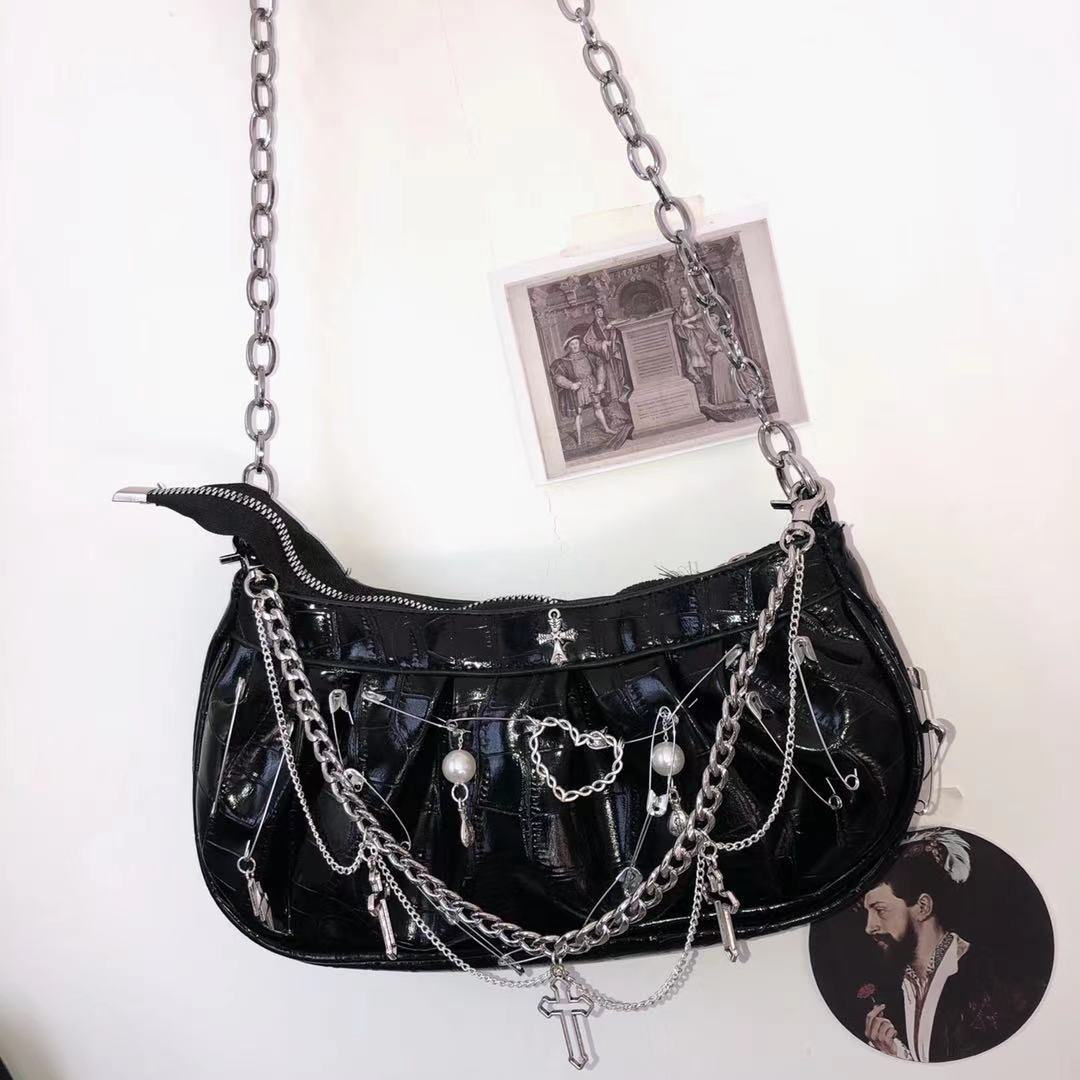 Gothic Patent Leather Crossbody Bag