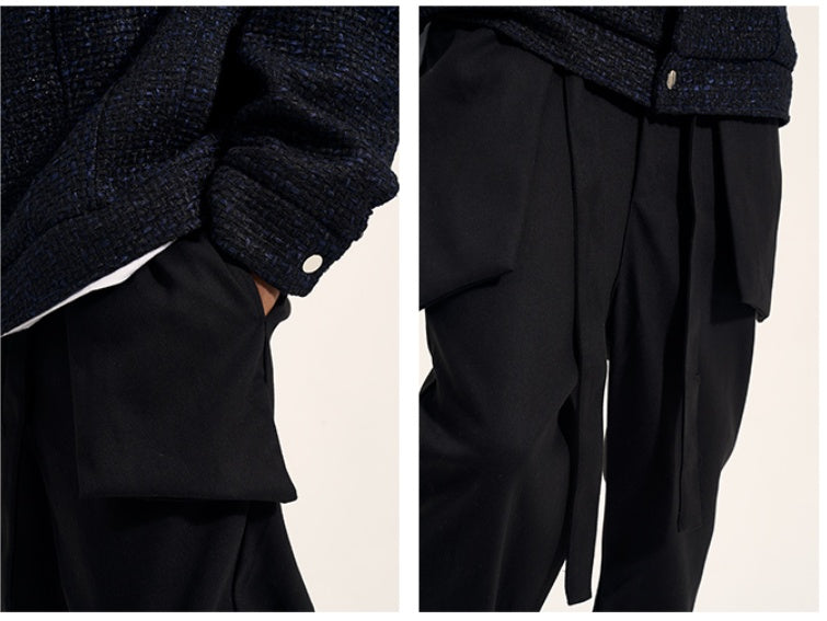 Woolen Ribbon Loose Casual Trousers