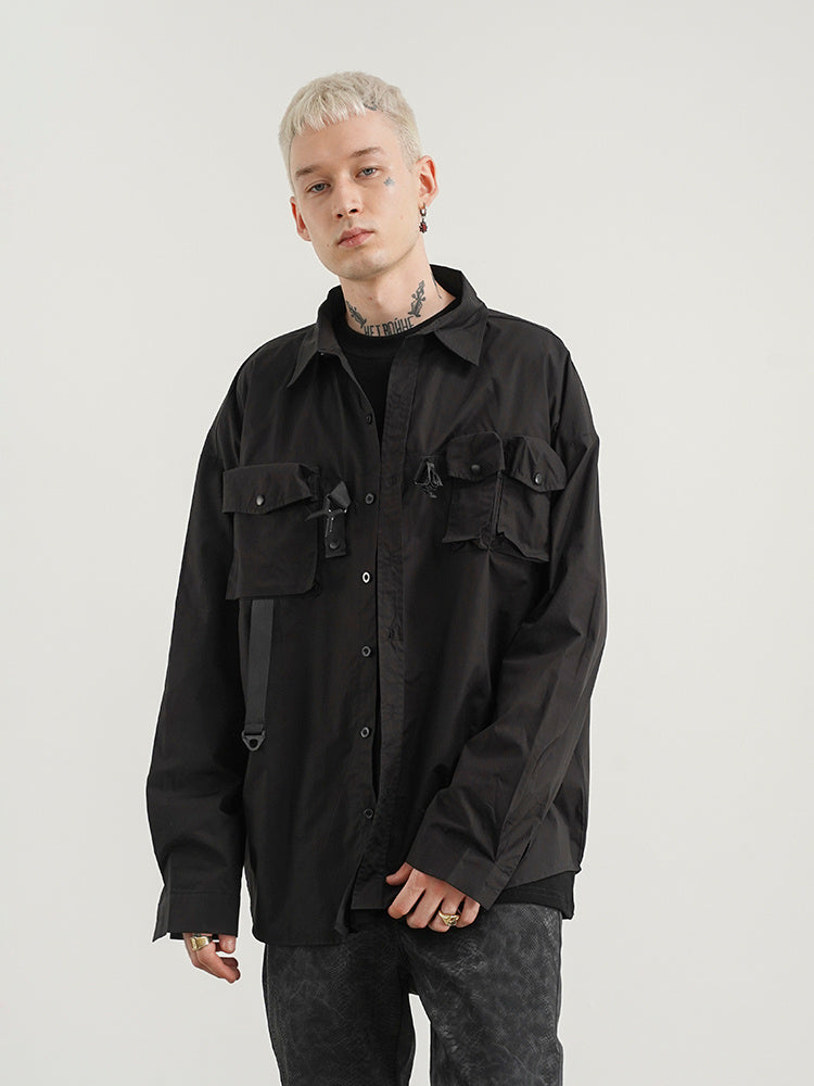 Multi-pocket, Loose Button Up Shirt
