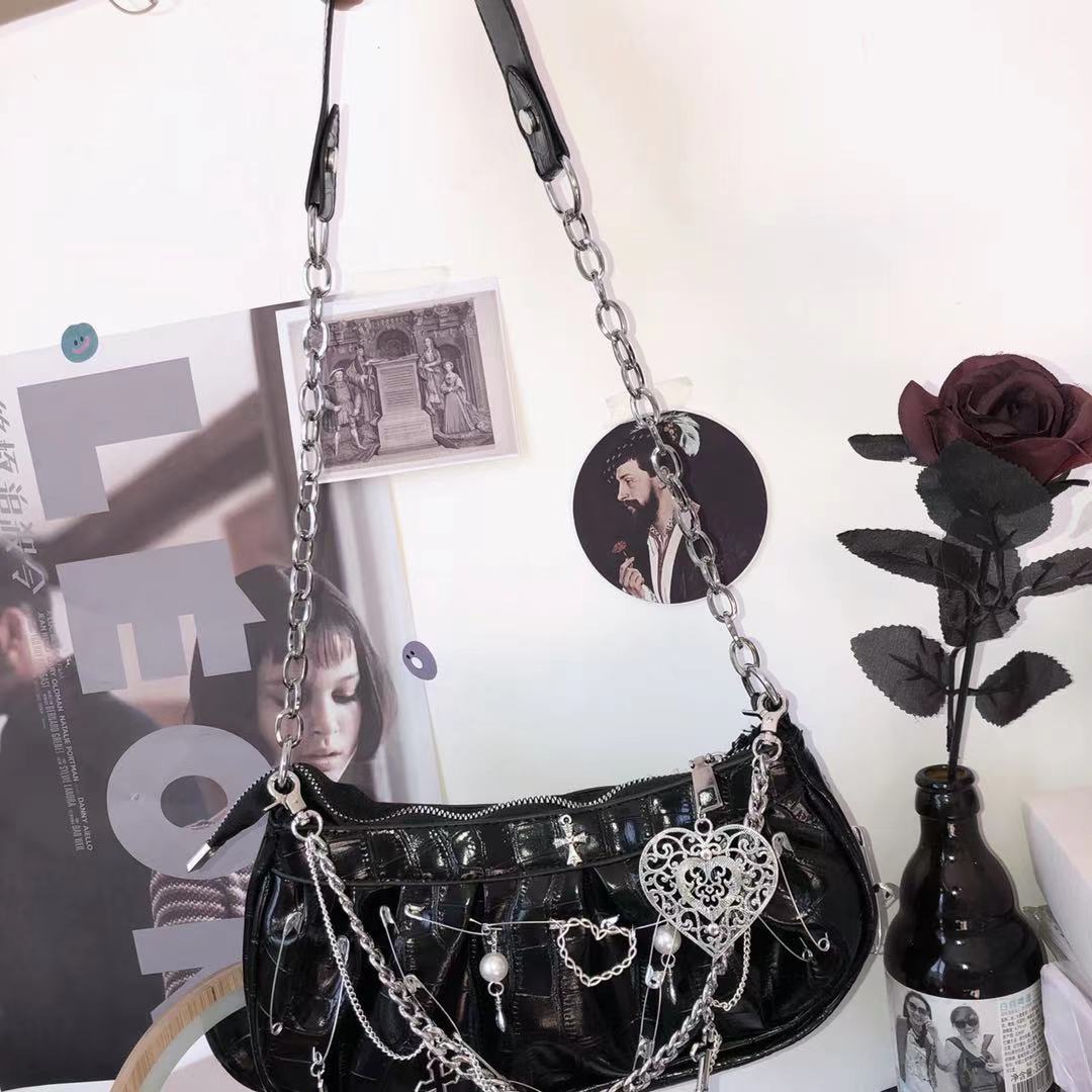 Gothic Patent Leather Crossbody Bag