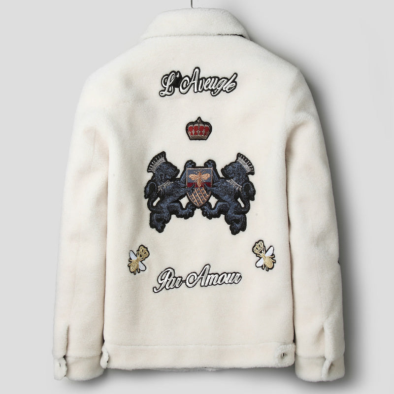 Lamb Fur Varsity Jacket