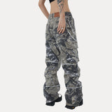 Guochao Brand Street Jungle Camouflage Leaf Trousers Loose