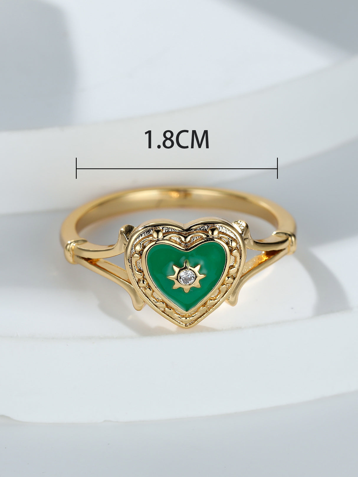 Fashion Gothic Black Enamel Heart Drop Ring
