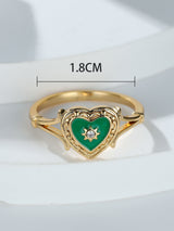 Fashion Gothic Black Enamel Heart Drop Ring