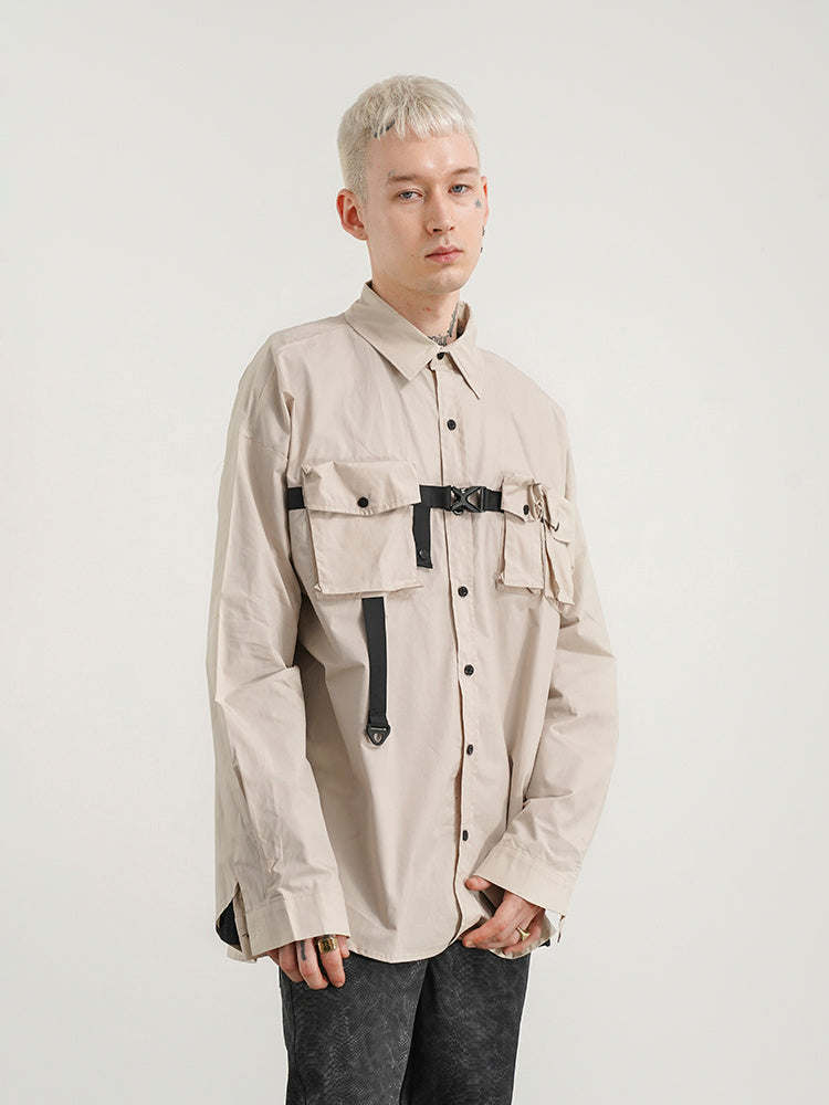 Three-dimensional Tailoring Multi-pocket Function Loose Shirt Jacket