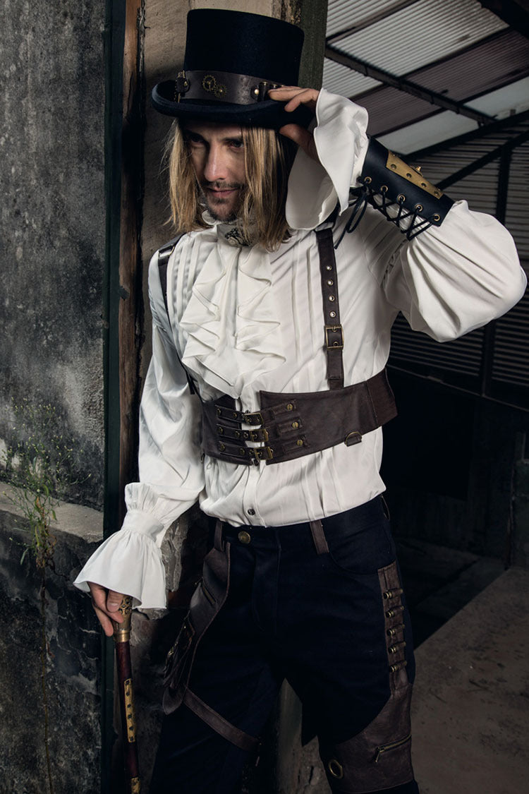 Gear Duke Steampunk Industrial Gothic Gothic Sling Fashion Strap Men's Slim Short Leather Vest Women