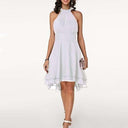 Women'S Fashion Sexy Solid Color Tailoring Layered Sleeveless Chiffon Party Evening Dress