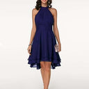 Women'S Fashion Sexy Solid Color Tailoring Layered Sleeveless Chiffon Party Evening Dress