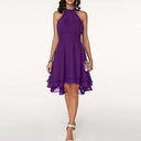 Women'S Fashion Sexy Solid Color Tailoring Layered Sleeveless Chiffon Party Evening Dress