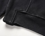 European And American High-Street Washed Short, Personalized Tailoring Side Slit Loose Hooded Sweater