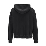European And American High-Street Washed Short, Personalized Tailoring Side Slit Loose Hooded Sweater