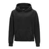 European And American High-Street Washed Short, Personalized Tailoring Side Slit Loose Hooded Sweater