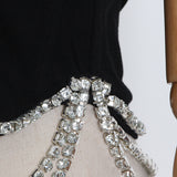 French Heavy Industry Rhinestone Side Three-dimensional Tailoring Is Thin And Short-sleeved Women