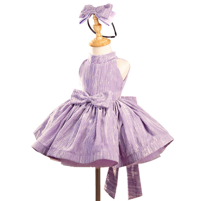 Girls' Fashion Velvet Dream Purple Princess Dress
