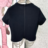 French Heavy Industry Rhinestone Side Three-dimensional Tailoring Is Thin And Short-sleeved Women
