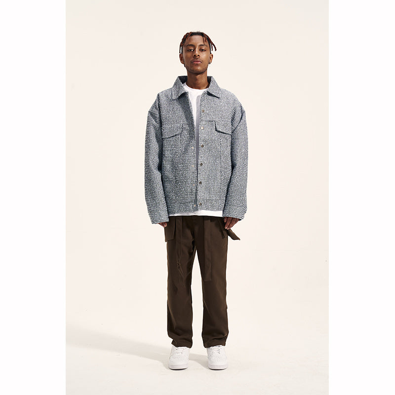 Woolen Ribbon Three-dimensional Tailoring Men's Loose Casual Trousers