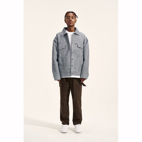 Woolen Ribbon Three-dimensional Tailoring Men's Loose Casual Trousers