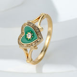 Fashion Gothic Black Enamel Heart Drop Ring