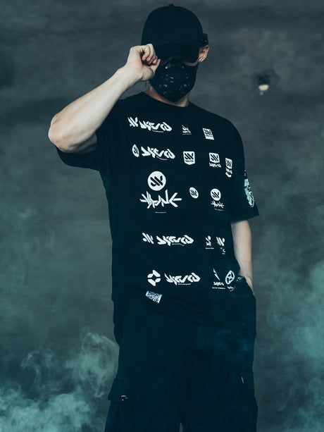 Avant Garde Men's Underground Electronic Music Trend Short Sleeved T Shirt