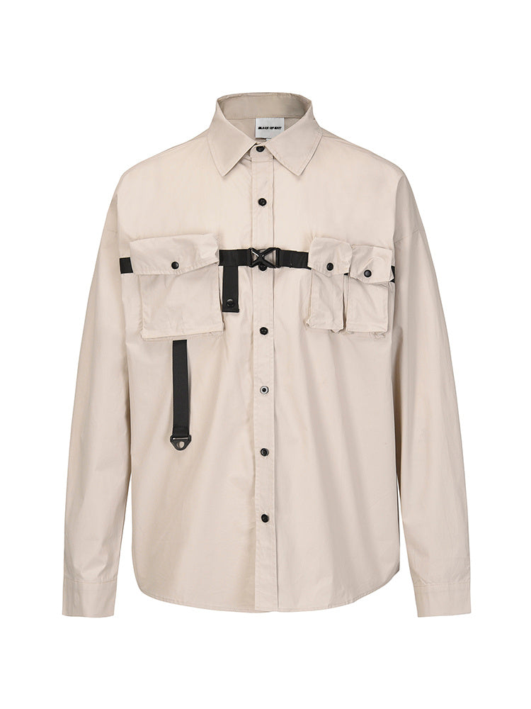 Three-dimensional Tailoring Multi-pocket Function Loose Shirt Jacket