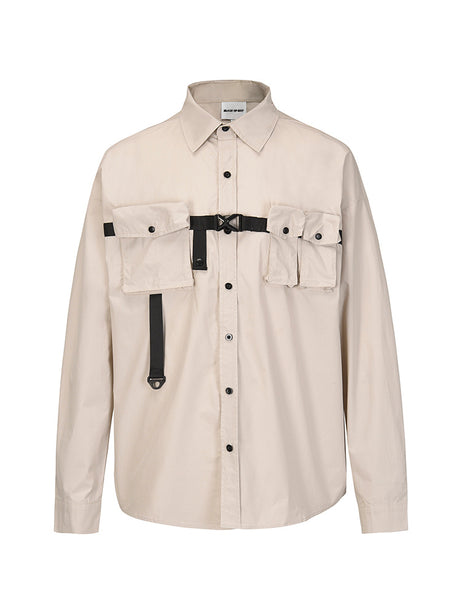 Three-dimensional Tailoring Multi-pocket Function Loose Shirt Jacket