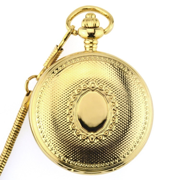 Rich Gold Double-sided Polished Classic Retro Pocket Watch
