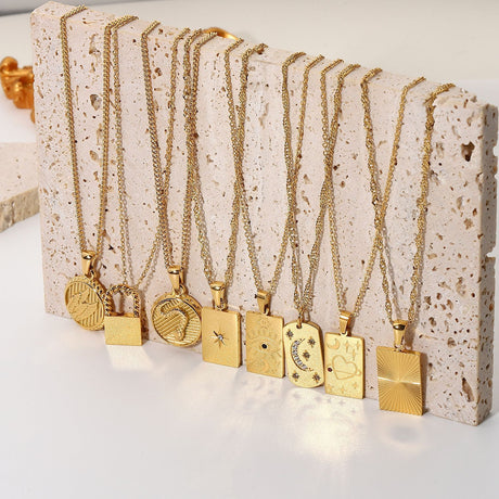 Statement Square Tarot Signet Pendant Necklace