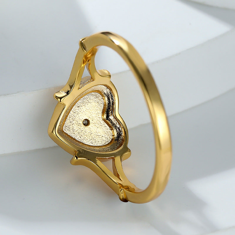 Fashion Gothic Black Enamel Heart Drop Ring