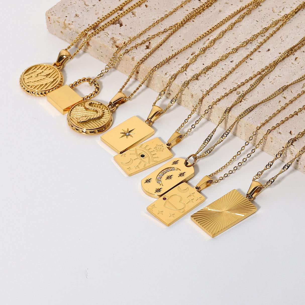 Statement Square Tarot Signet Pendant Necklace