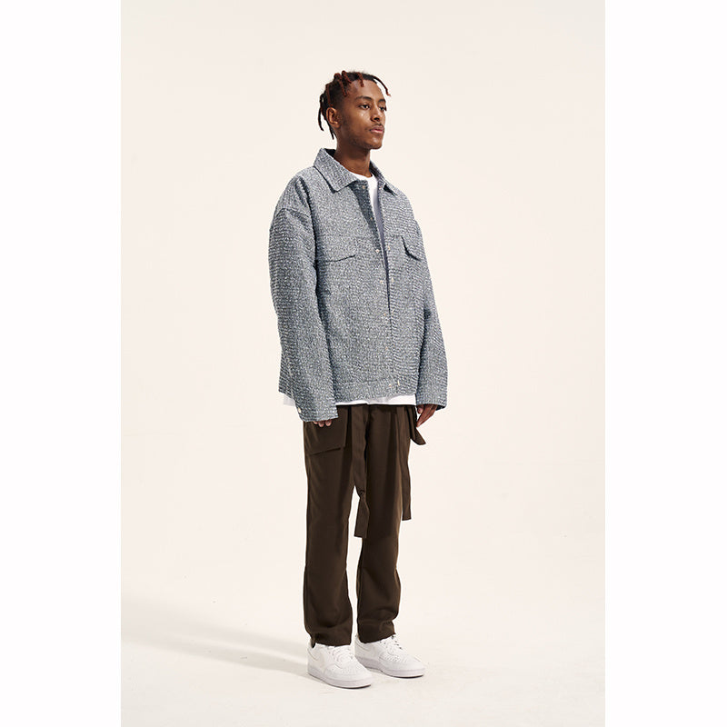 Woolen Ribbon Three-dimensional Tailoring Men's Loose Casual Trousers