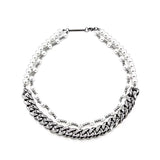 Double-layer Pearl Stacked Cuban Link Chain Stitching Necklace