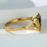 Fashion Gothic Black Enamel Heart Drop Ring