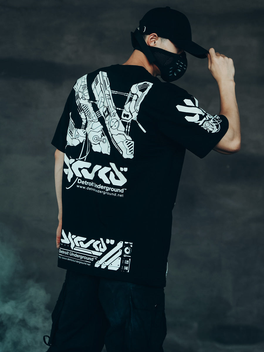 Avant Garde Men's Underground Electronic Music Trend Short Sleeved T Shirt