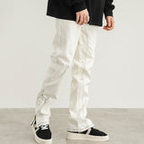 Three-dimensional Tailoring Of White Jeans With Contour Line Split Zipper