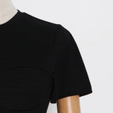 French Heavy Industry Rhinestone Side Three-dimensional Tailoring Is Thin And Short-sleeved Women